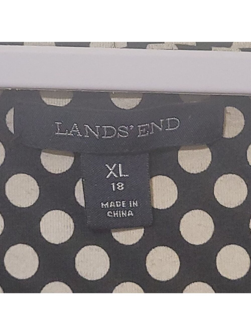 Lands End Black & White Polka Dot Sleeveless Dress XL 18 Retro Comfort Cotton Bl - Picture 5 of 13